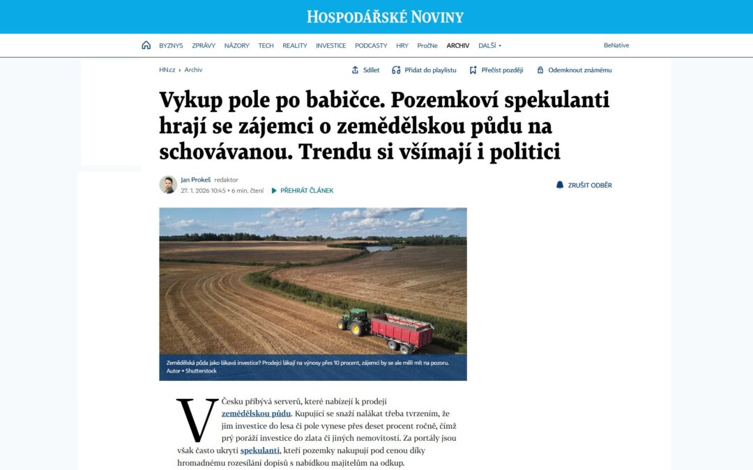 Můj komentář pro Hospodářské noviny: Nenechte se okrást při prodeji i nákupu zemědělské půdy 🚜📉